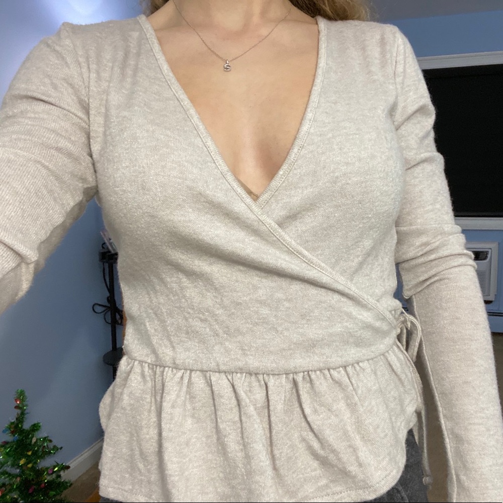 super soft nude wrap sweater